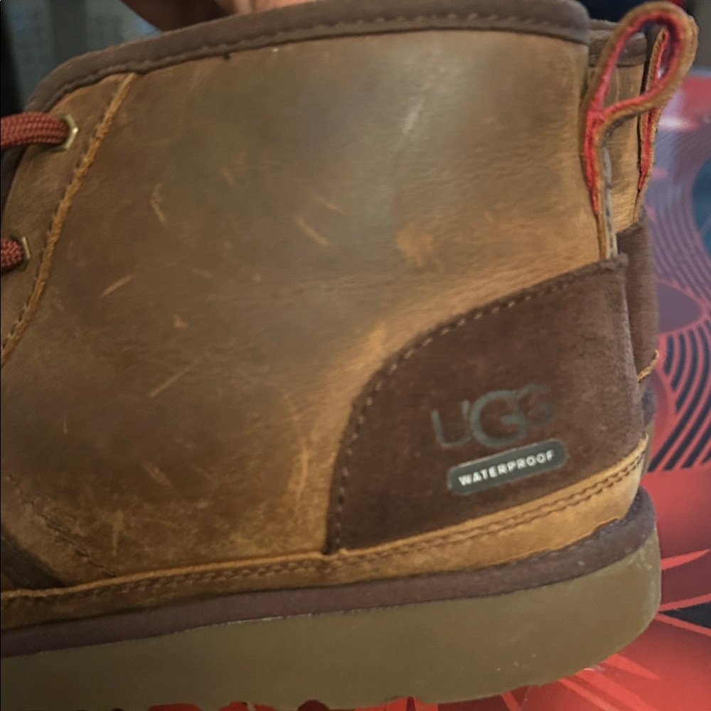 UGG Men's Tan Leather Boots - Picture 2 of 5